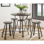 Davin 5-Pc Gray Oak Wood/Gunmetal Counter Height Table