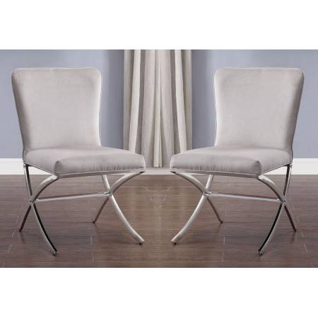 Daire 2 Gray Fabric/Chrome Metal Side Chairs