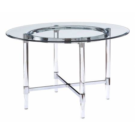 Daire Clear Tempered Glass/Acryl Round Dining Table