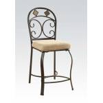 Kiele 2 Antique Black Metal/Wood/Fabric Counter Height Chairs