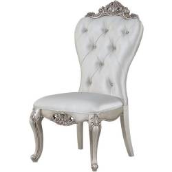 Gorsedd 2 Cream Fabric/Antique White Finish Wood Side Chairs