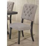 Bernard 2 Neutral Fabric/Weathered Gray Oak Wood Side Chairs