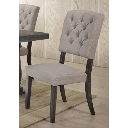 Bernard 2 Neutral Fabric/Weathered Gray Oak Wood Side Chairs