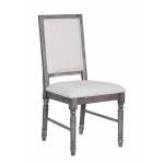 Leventis 2 Light Cream Linen/Weathered Gray Wood Side Chairs