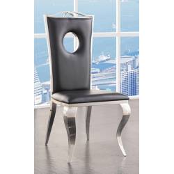 Cyrene 2 Black PU Leather/Chrome Steel Side Chairs by Acme