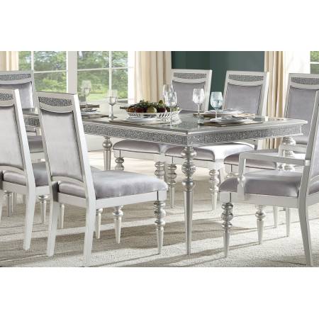 Maverick Platinum Wood Dining Table w/Glass Insert by Acme