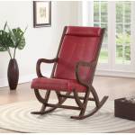 Triton Rocking Chair in Burgundy PU & Walnut - Acme Furniture 59536