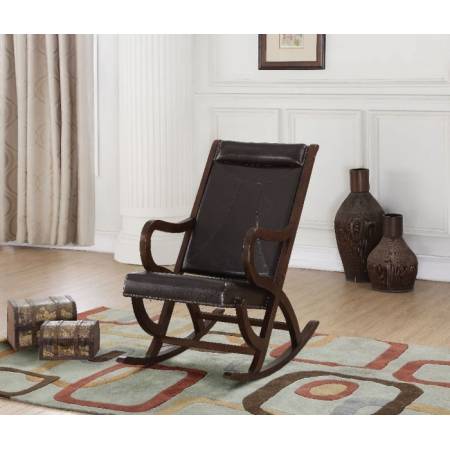 Triton Rocking Chair in Espresso PU & Walnut - Acme Furniture 59535