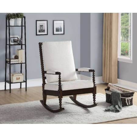 Tristin Rocking Chair in Cream Fabric & Walnut - Acme Furniture 59523