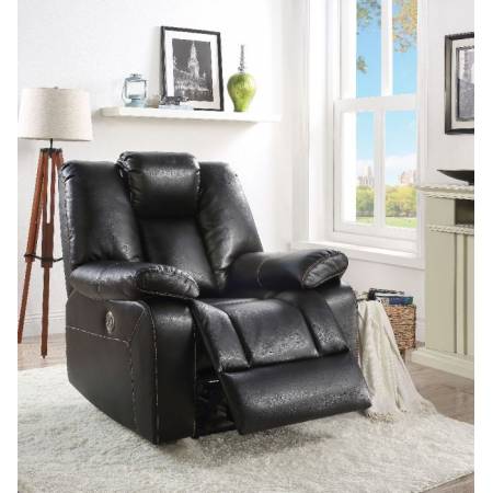 Jailene Recliner (Power Motion) in Black Leather-Aire - Acme Furniture 59261