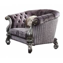 Versailles Chair w/Pillows in Velvet & Antique Platinum - Acme Furniture 56827
