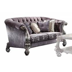 Versailles Loveseat w/Pillows in Velvet & Antique Platinum - Acme Furniture 56826
