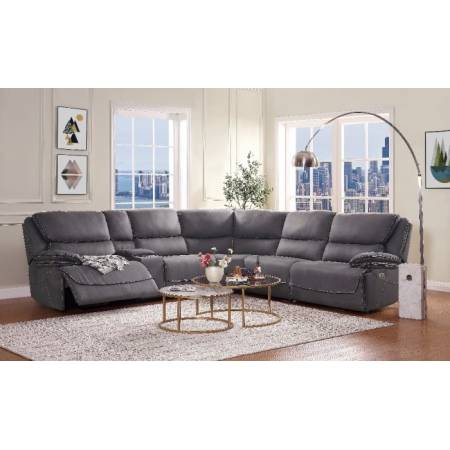 Neelix Sectional Sofa (Power Motion) in Seal Gray Fabric - Acme Furniture 55120