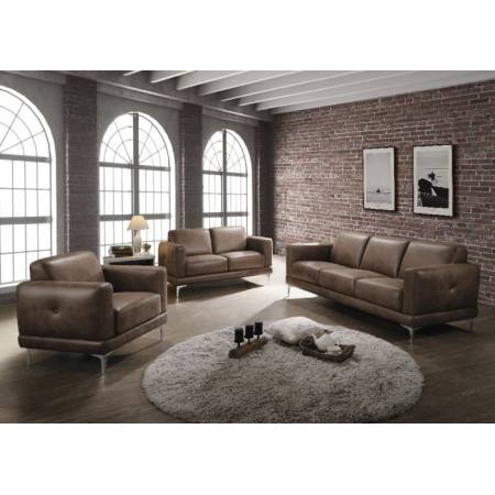 Reagan Sofa in 2-Tone Mocha Polished Microfiber - Acme Furniture 55085