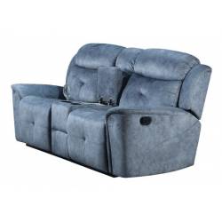 Mariana Loveseat w/Console (Motion) in Silver Blue Fabric - Acme Furniture 55036