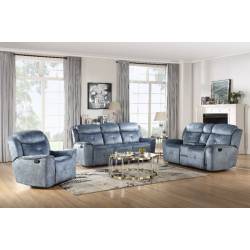 Mariana Sofa (Motion) in Silver Blue Fabric - Acme Furniture 55035