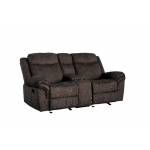 Zubaida Loveseat w/Console (Glider & Motion) in 2-Tone Chocolate Velvet - Acme Furniture 55021
