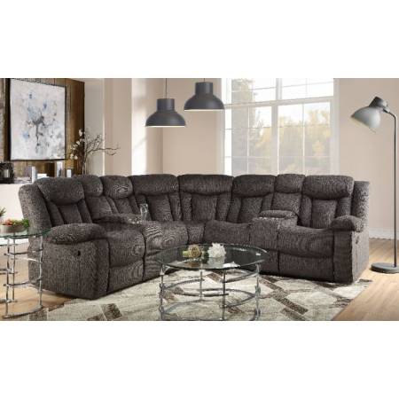 Rylan Sectional Sofa in Dark Brown Fabric - Acme Furniture 54965