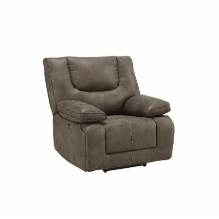Harumi Recliner (Power Motion) in Gray Leather-Aire