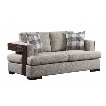 Niamey Loveseat w/2 Pillows in Fabric & Cherry