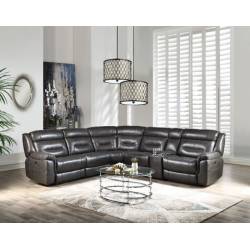 Imogen Sectional Sofa (Power Motion) in Gray Leather-Aire
