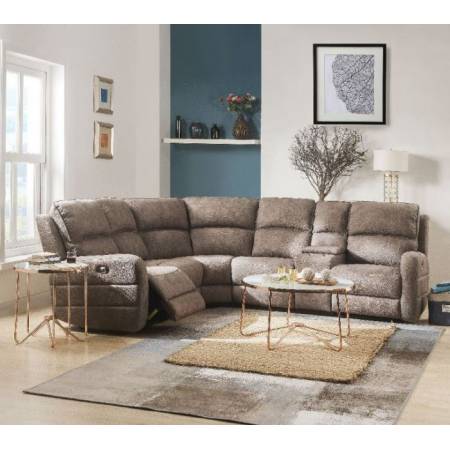 Olwen Sectional Sofa (Power Motion/USB) in Mocha Nubuck