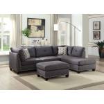 Laurissa Sectional Sofa & Ottoman (2 Pillows) in Light Charcoal Linen