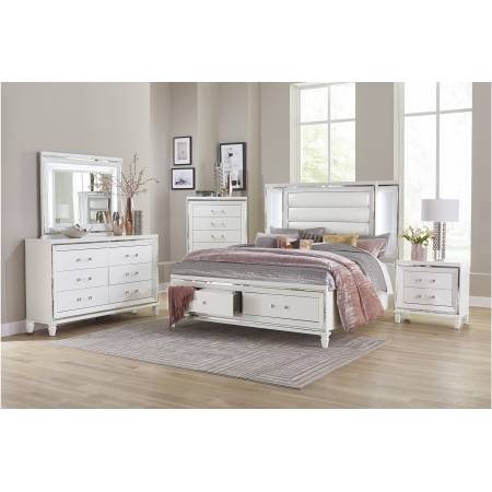 1616W-1Gr Queen King Platform with LED Lighting and Footboard Storage Bedroom 4PC Set Tamsin