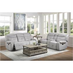 9519GY-2+3 Double Reclining Love Seat with Console and Double Reclining Sofa Aragon