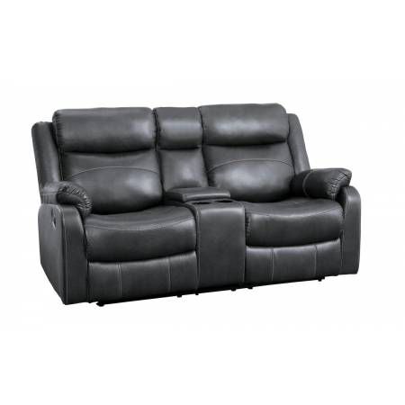 9990GY-2 Double Lay Flat Reclining Love Seat with Center Console Yerba