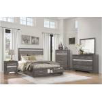 1505K-1EK Eastern King Platform Bed with Footboard Drawers Luster