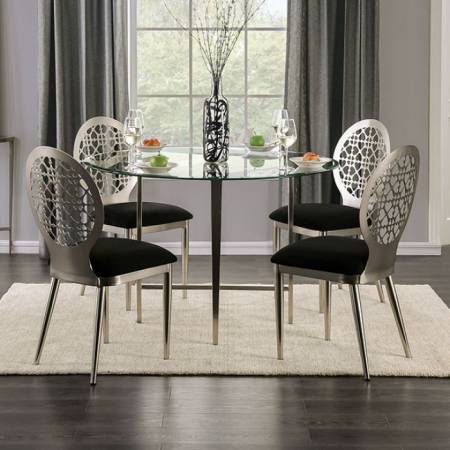 FOA3743T-5PC 5PC SETS ABNER ROUND TABLE + 4 Side Chairs