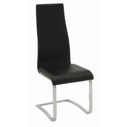 Modern Dining Black Faux Leather Dining Chair with Chrome Legs