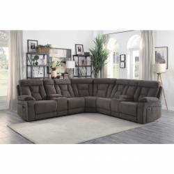 9914CH*SC 3-Piece Reclining Sectional with 2 Consoles Rosnay