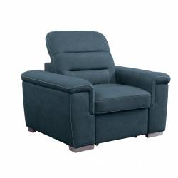 9808BUE-1 Chair with Pull-out Ottoman Alfio