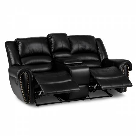 9668BLK-2 Double Glider Reclining Love Seat with center console Center Hill