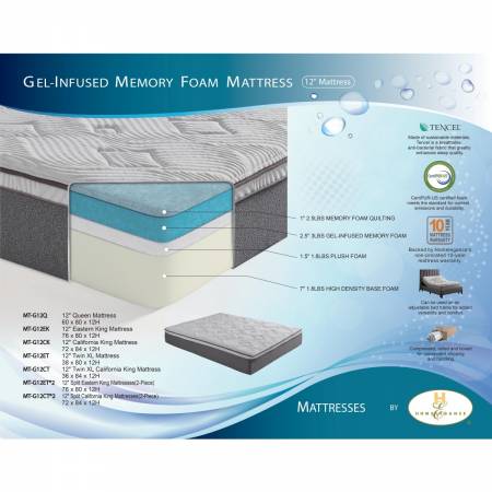 MT-G12CT*2 12″ Split California King Gel Mattre Bedding