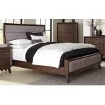 B259-11B1 Bingham Retro-Modern Brown Upholstered Eastern King Bed Box One Headboard