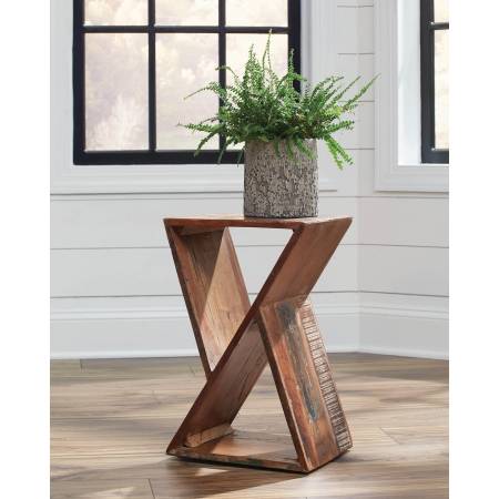 910180 Industrial Reclaimed Wood Accent Table