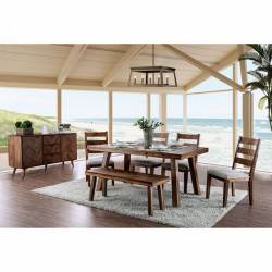 CM3346T-6PC 6PC SETS SIGNE DINING TABLE + 4 Side Chairs + Bench