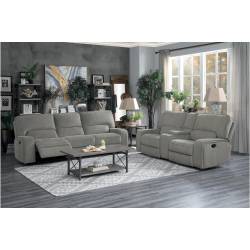 9849MC-2PWH+3PWH Power Double Reclining Sofa and Love Seat with Power Headrests and USB Ports Borneo