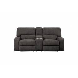 9849CH-2PWH Power Double Reclining Love Seat with Center Console, Power Headrests and USB Ports Borneo