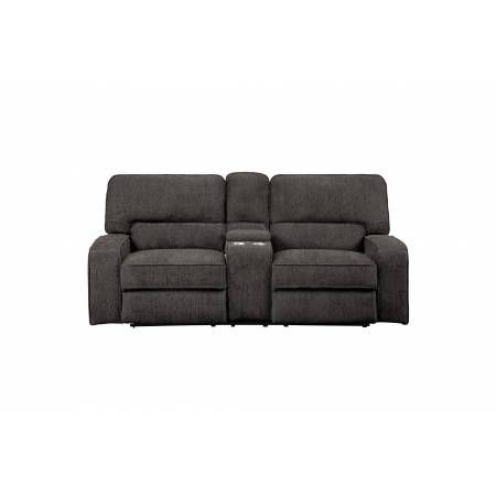 9849CH-2PWH Power Double Reclining Love Seat with Center Console, Power Headrests and USB Ports Borneo