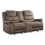 9848BR-2 Double Glider Reclining Love Seat with Center Console Shola