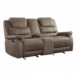 9848BR-2 Double Glider Reclining Love Seat with Center Console Shola