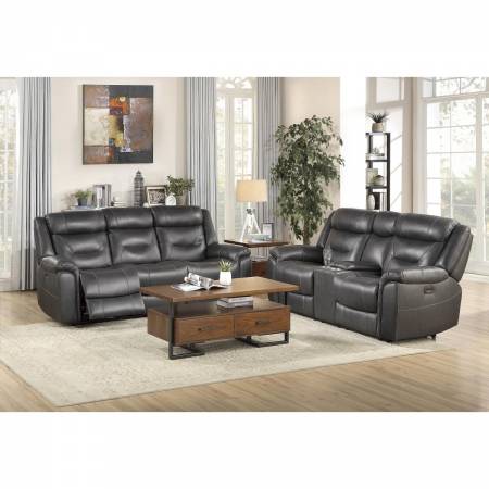 9528DGY-2+3PWH Power Double Reclining Sofa and Love Seat with Power Headrests and USB Ports Danio