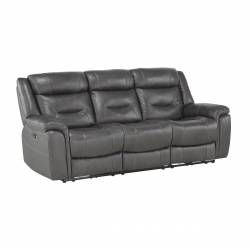 9528DGY-3PWH Power Double Reclining Sofa with Power Headrests and USB Ports Danio