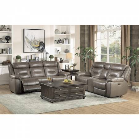9528BRG-2+3PWH Power Double Reclining Sofa and Love Seat with Power Headrests and USB Ports Danio
