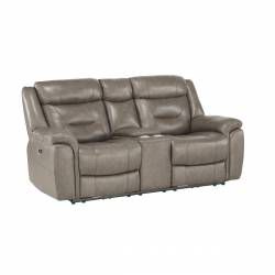 9528BRG-2PWH Power Double Reclining Love Seat with Console, Power Headrests and USB Ports Danio