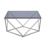 3648-01 Cocktail Table with Gray Glass Insert Rex